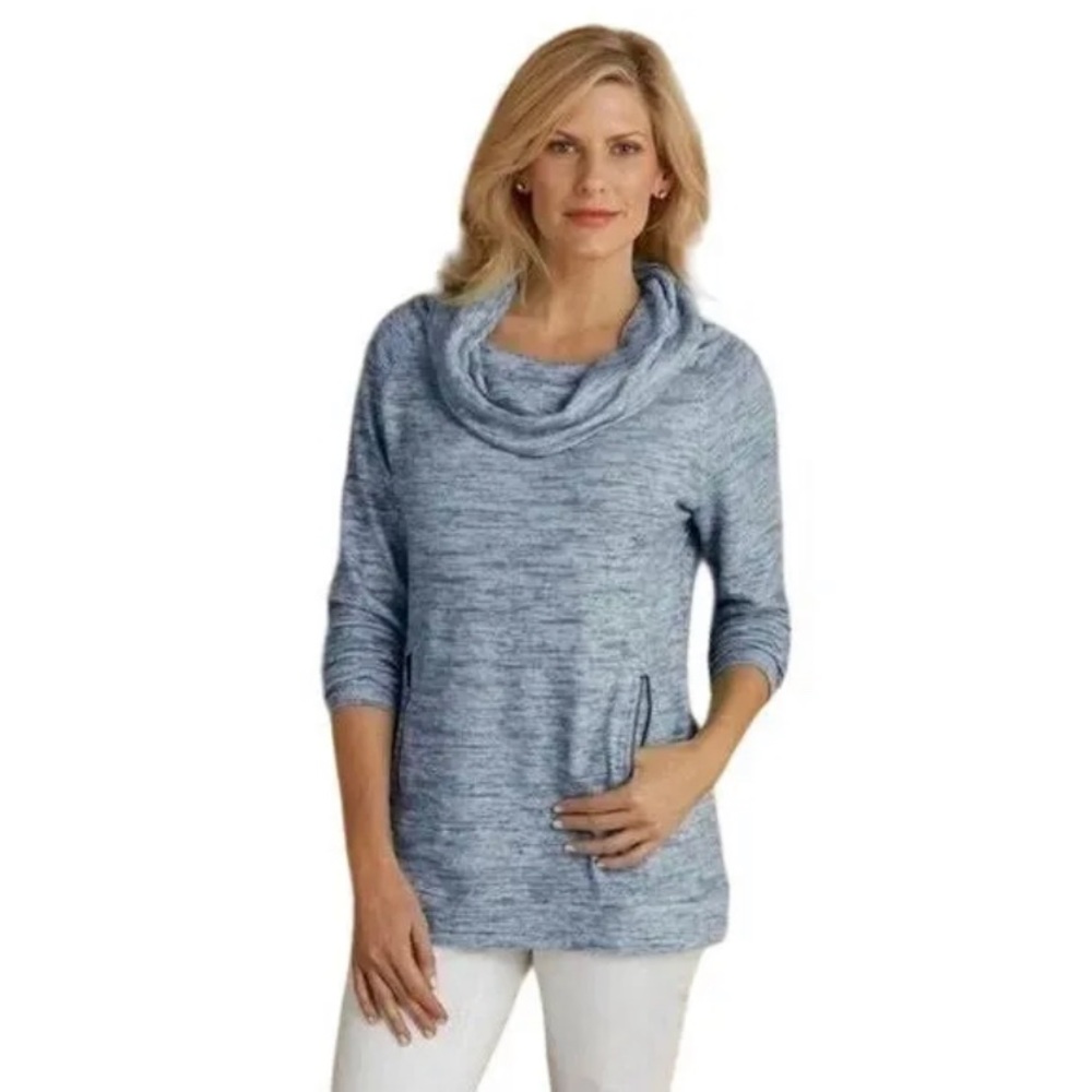 Soft Surroundings Cloud 9 Cowl Neck Tunic Sweater Gray Size M - Picture 1 of 6